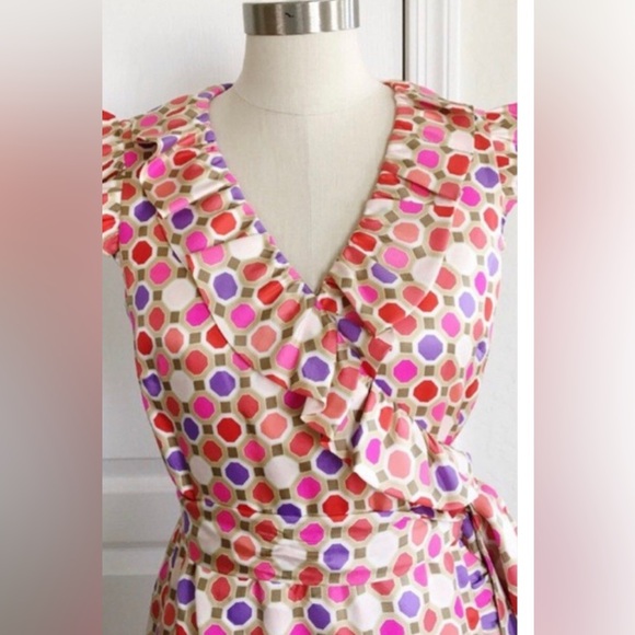 Kate Spade Aubrey silk Wrap Dress with Sash 10 silk - Picture 5 of 14